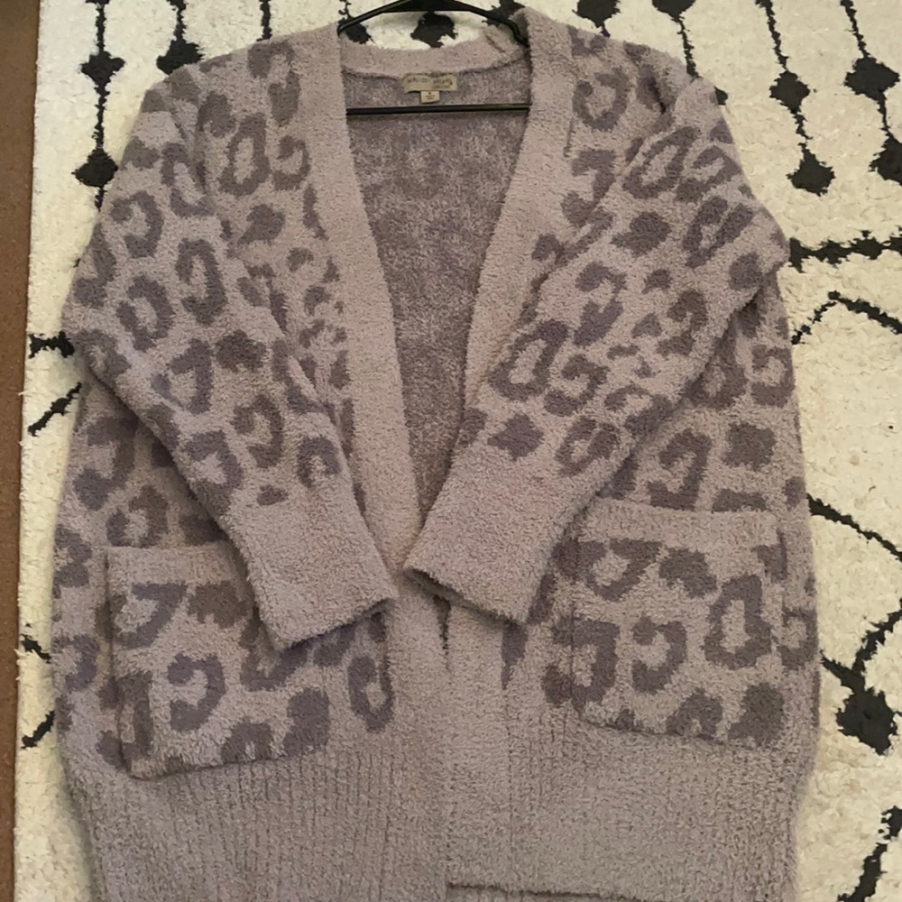 Grey Barefoot Dreams leopard cardigan size M